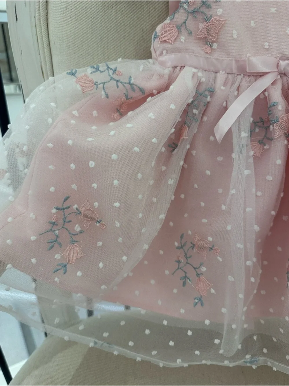 🦢 6~9 Mth Pink Tulle Princess Wedding Baby Dress with Matching Knit Bolero NWOT - Picture 13 of 16